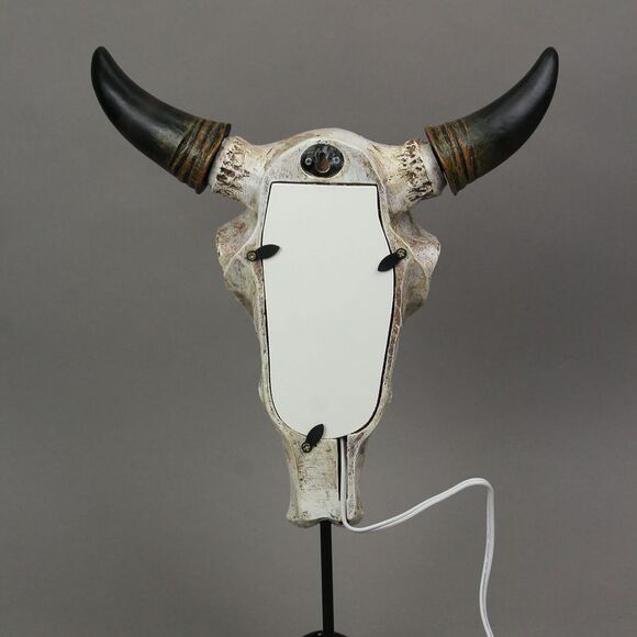 Western Steer Skull Wall Or Table Accent Lamp w/ Removable Metal Stand LED Bulb - Picture 6 of 9